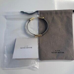 ALEXIS BITTAR,  LUCITE Black /Clear  PYRAMID HINGE CUFF BRACELET